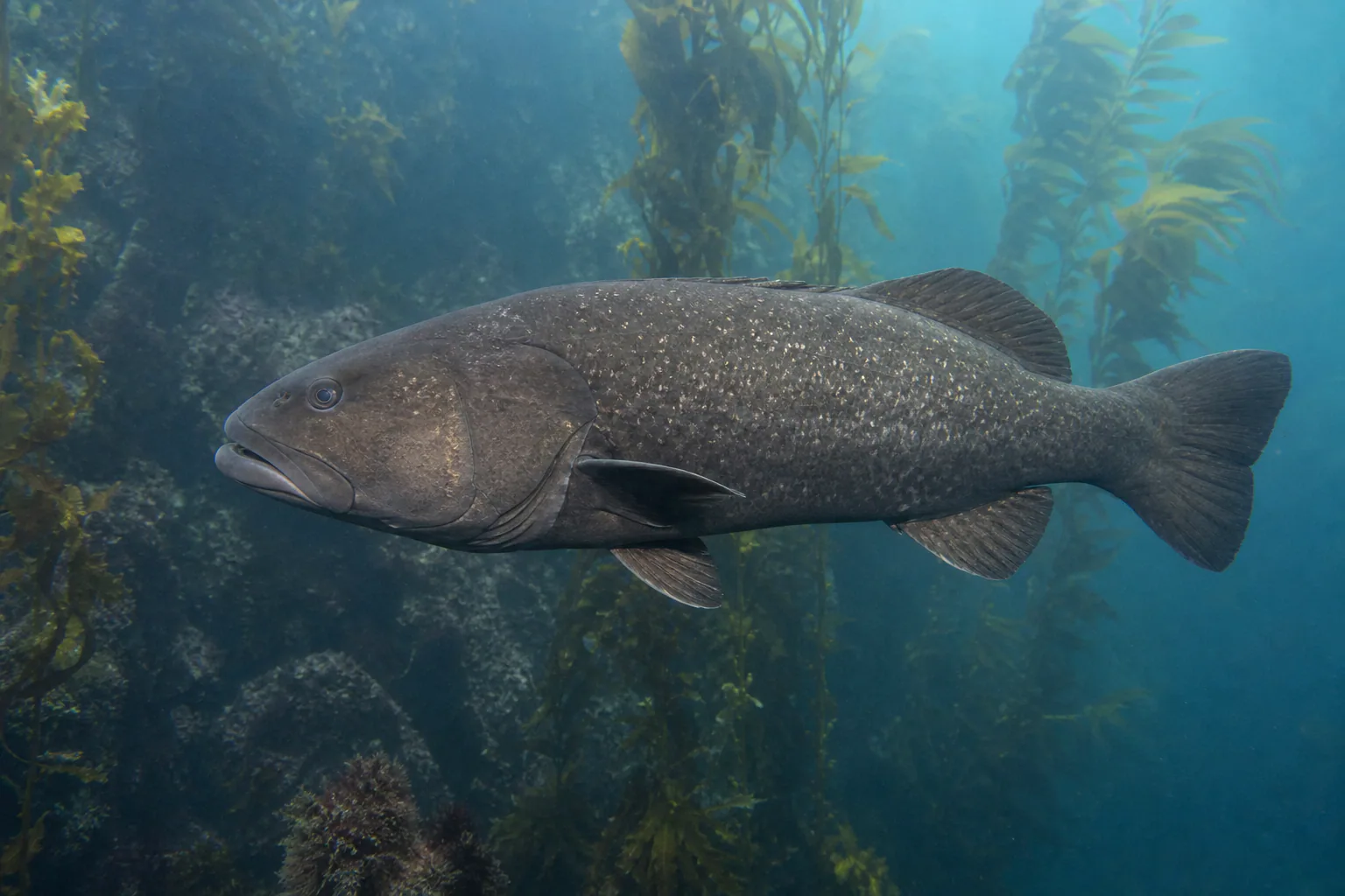 Giant Sea Bass (Black Seabass) in its habitat