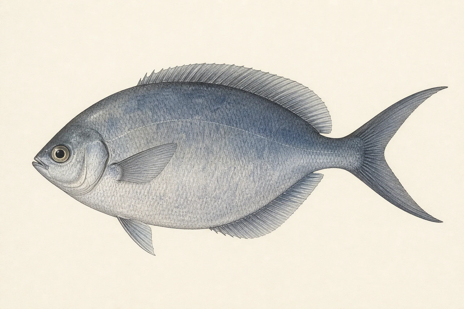 Scientific anatomy plate of Halfmoon (Blue Perch)