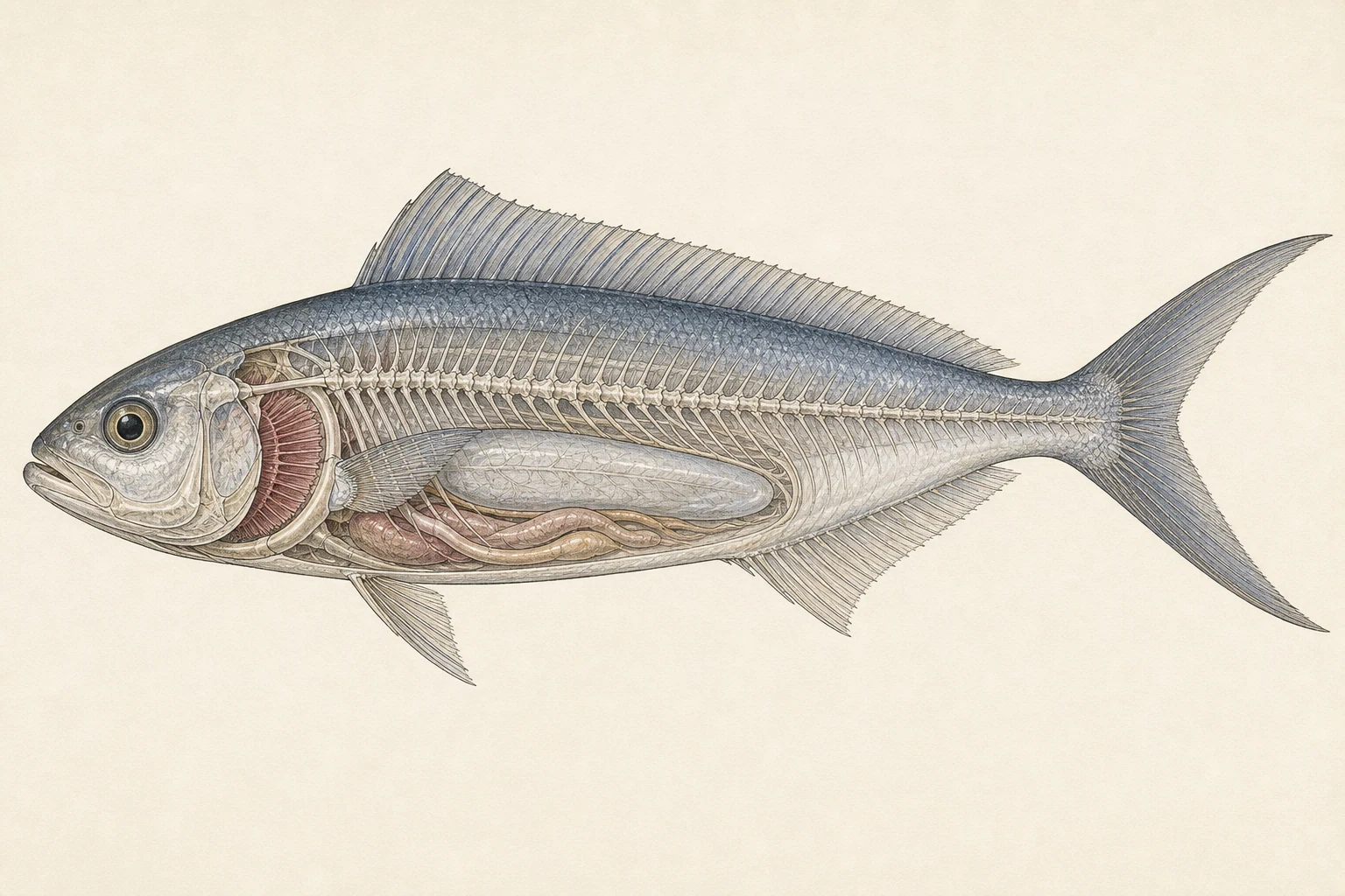Scientific anatomy plate of Ocean Whitefish